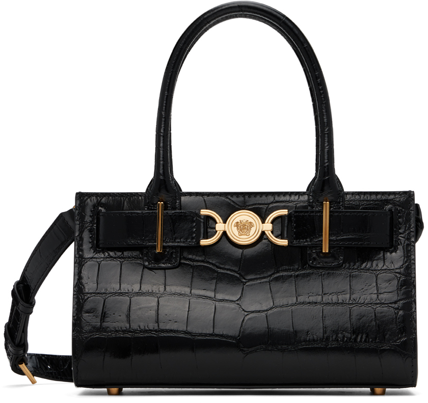 Black Croc-Effect Medusa '95 Small Bag