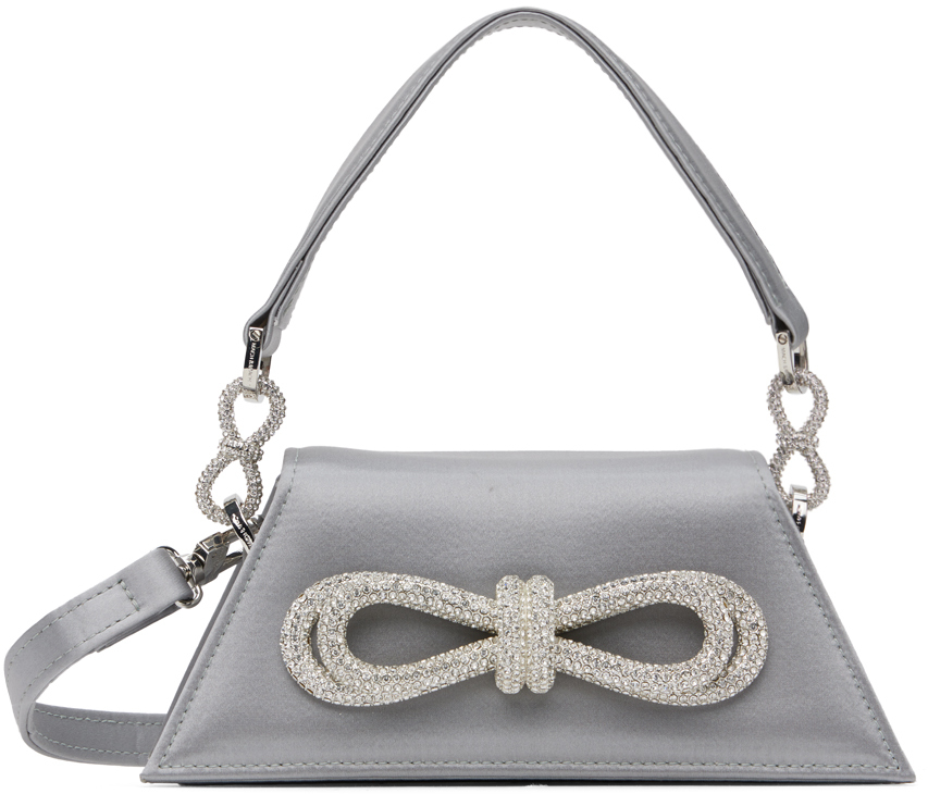 Shop Mach & Mach グレー スモール Double Bow Samantha バッグ In Grey