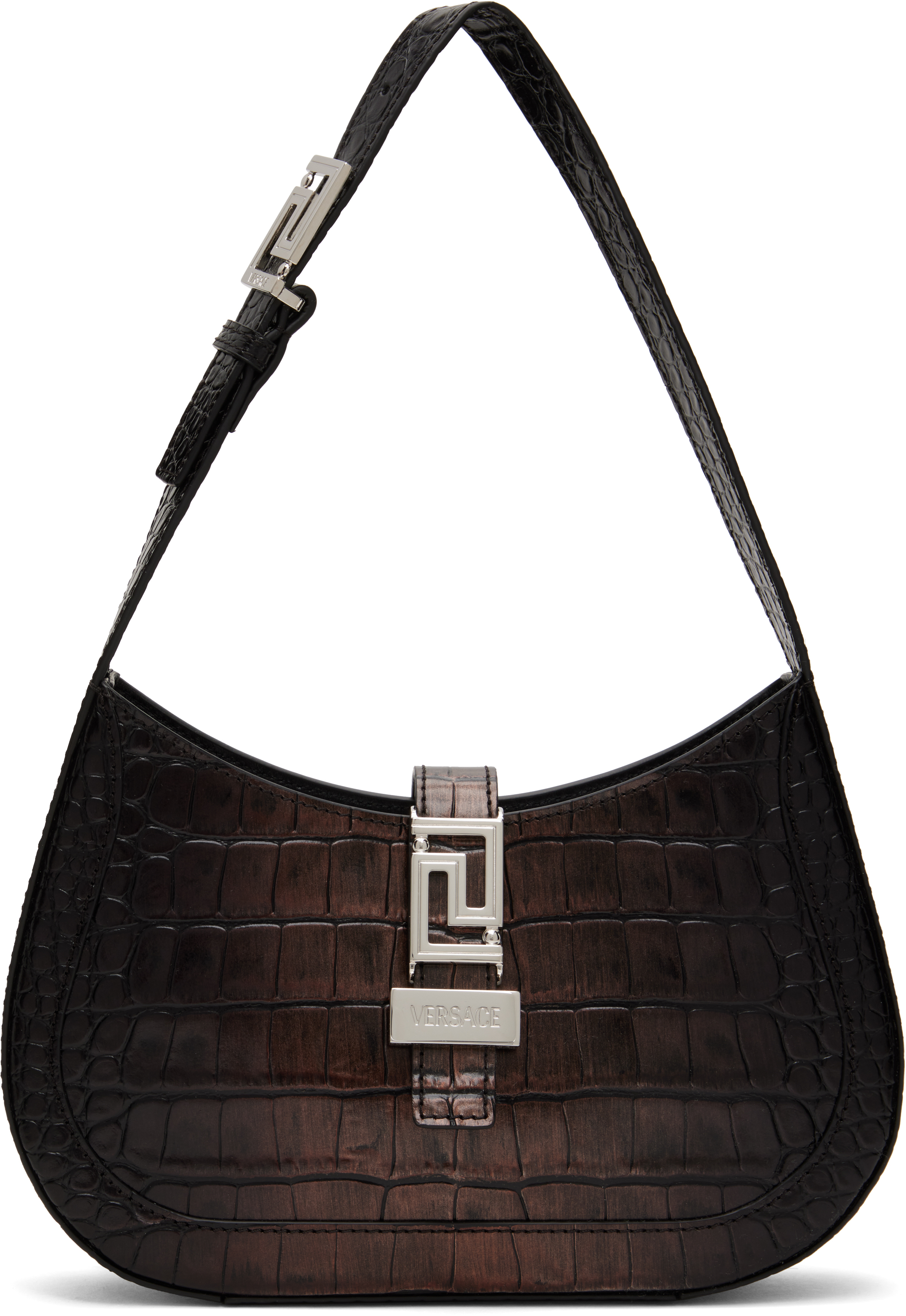 Brown Small Calf Embossing Degrade Croco Bag