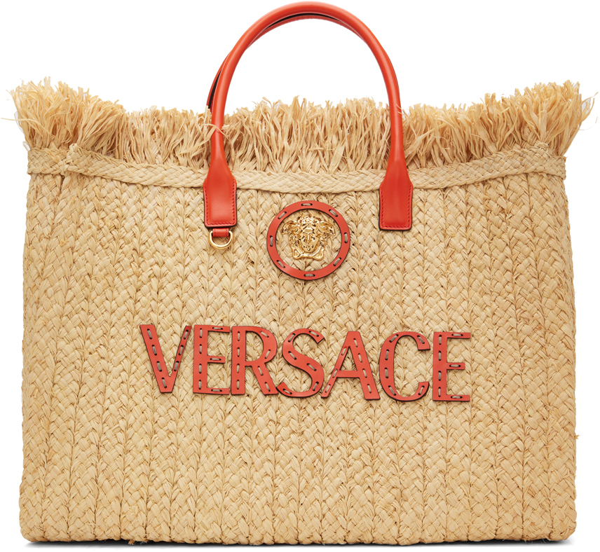 Beige 'La Medusa' Raffia Tote