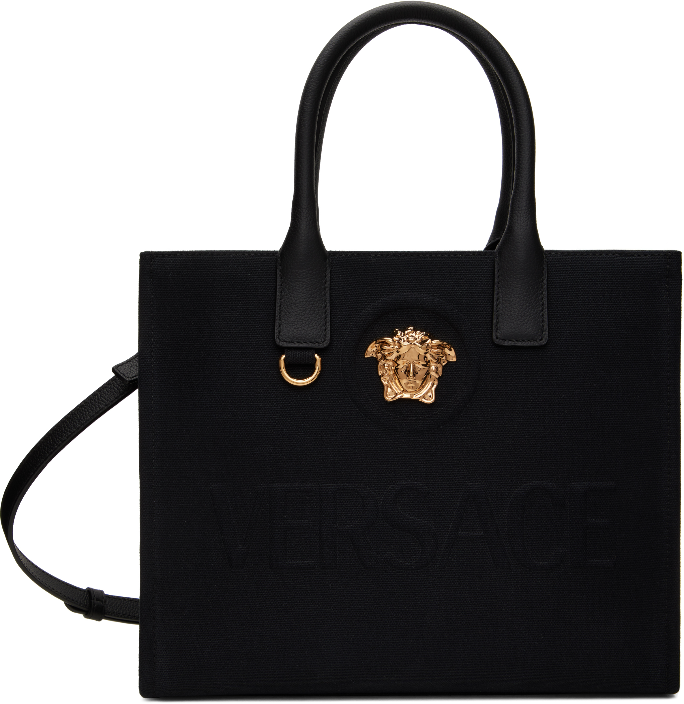 Black 'La Medusa' Canvas Small Tote