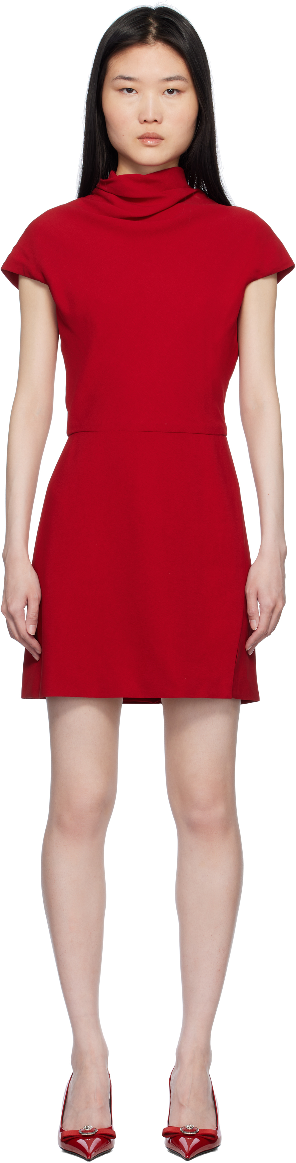 Red Viscose Mix Cady Minidress