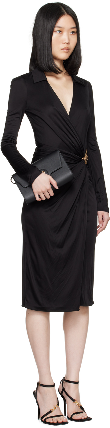 Versace Satin Dress With Safety Pin In 1b000 Black
