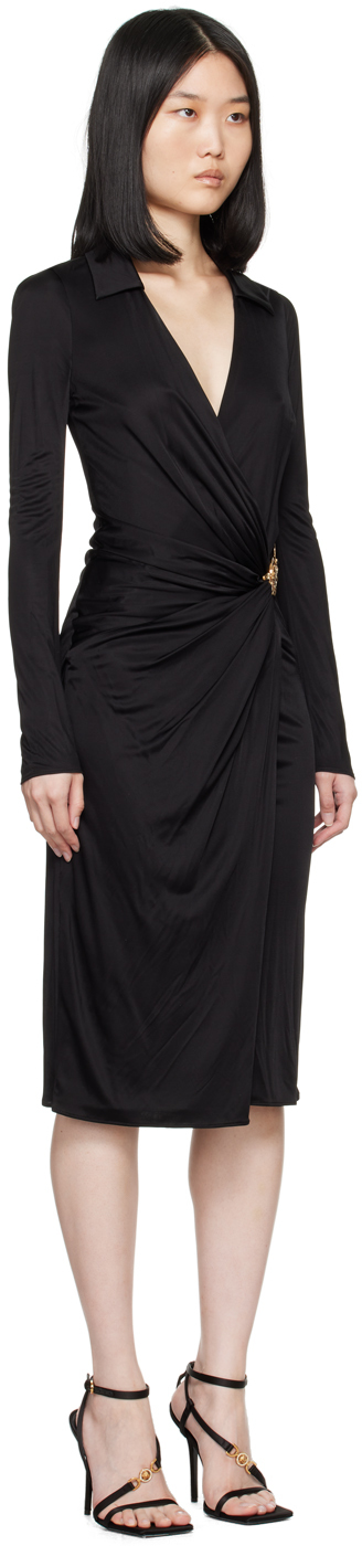 Versace Satin Dress With Safety Pin In 1b000 Black