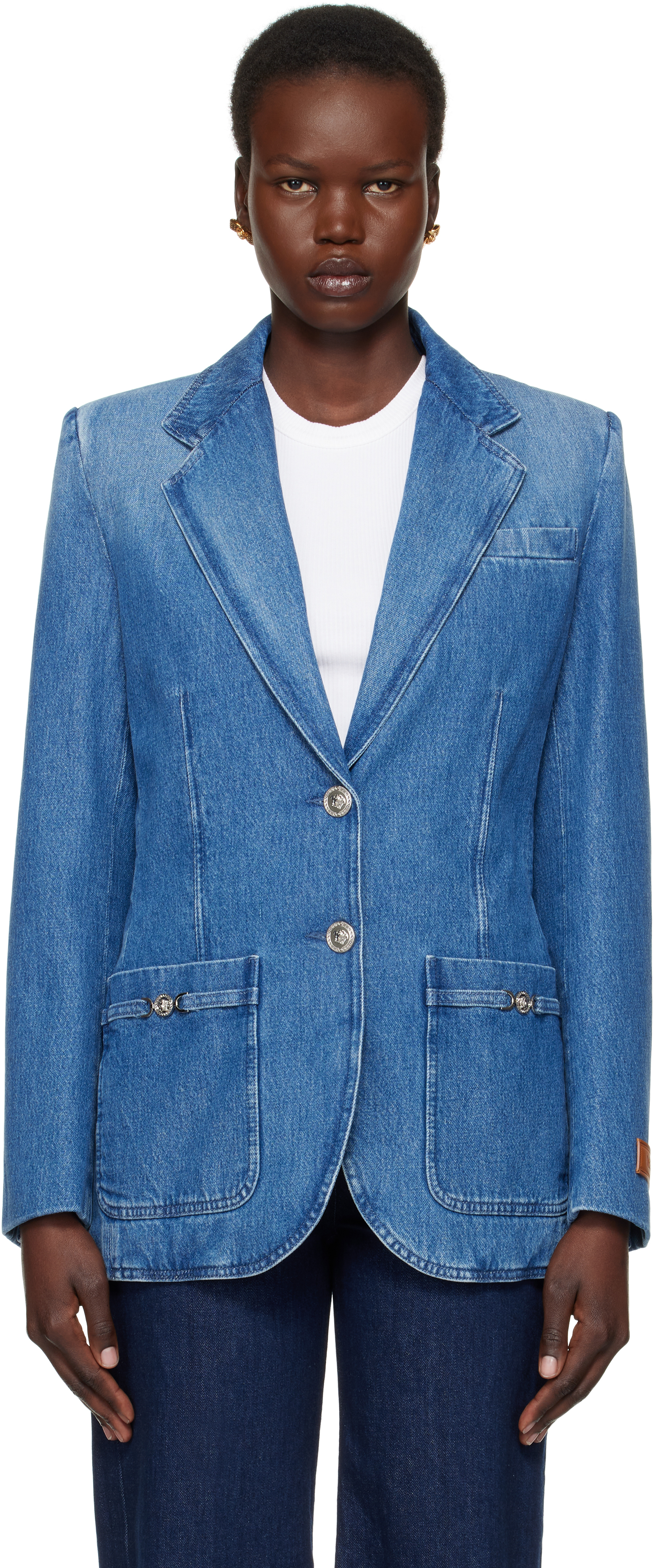 Blue Oversized Tailored Denim Blazer