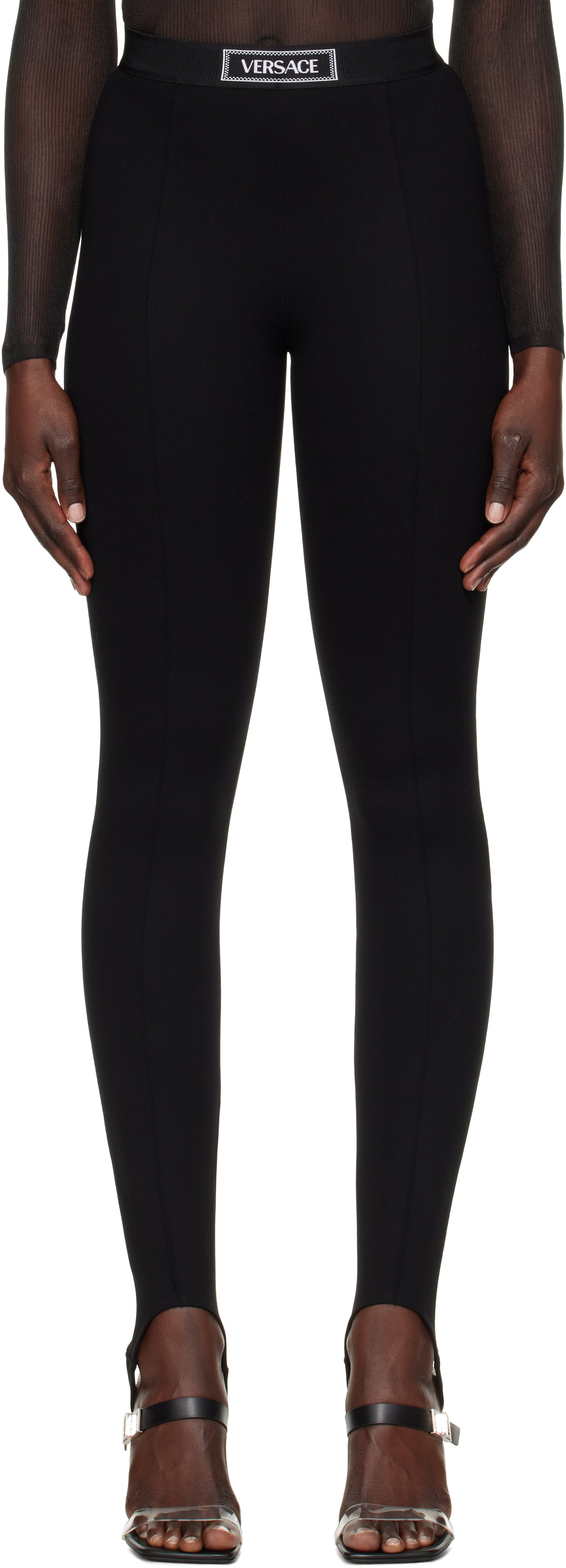 Black 90s Vintage Logo Stirrup Leggings