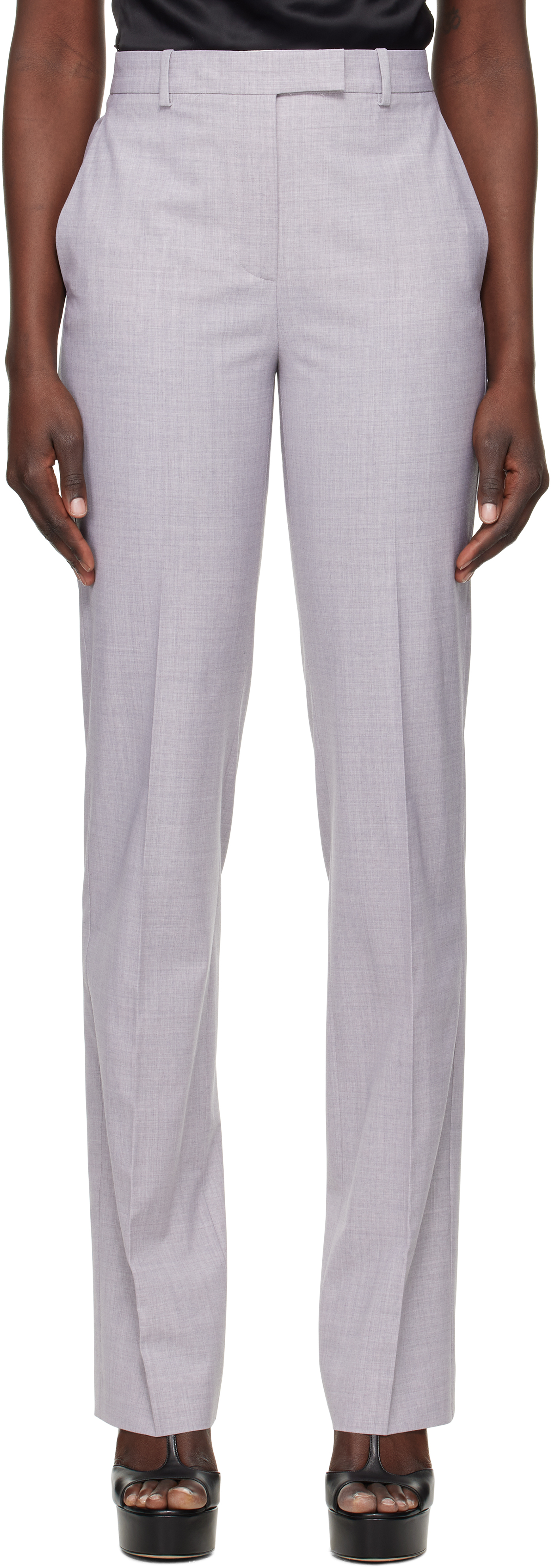 Gray Mélange Straight-Leg Trousers