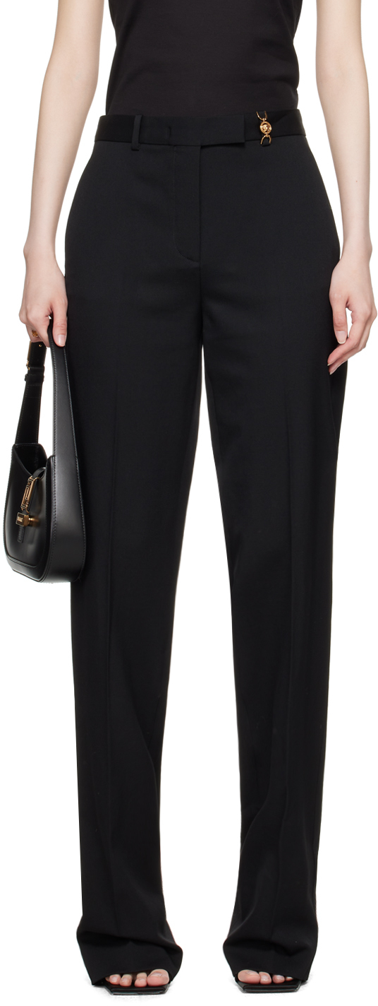 Shop Versace Black Hardware Trousers In 1b000 Black