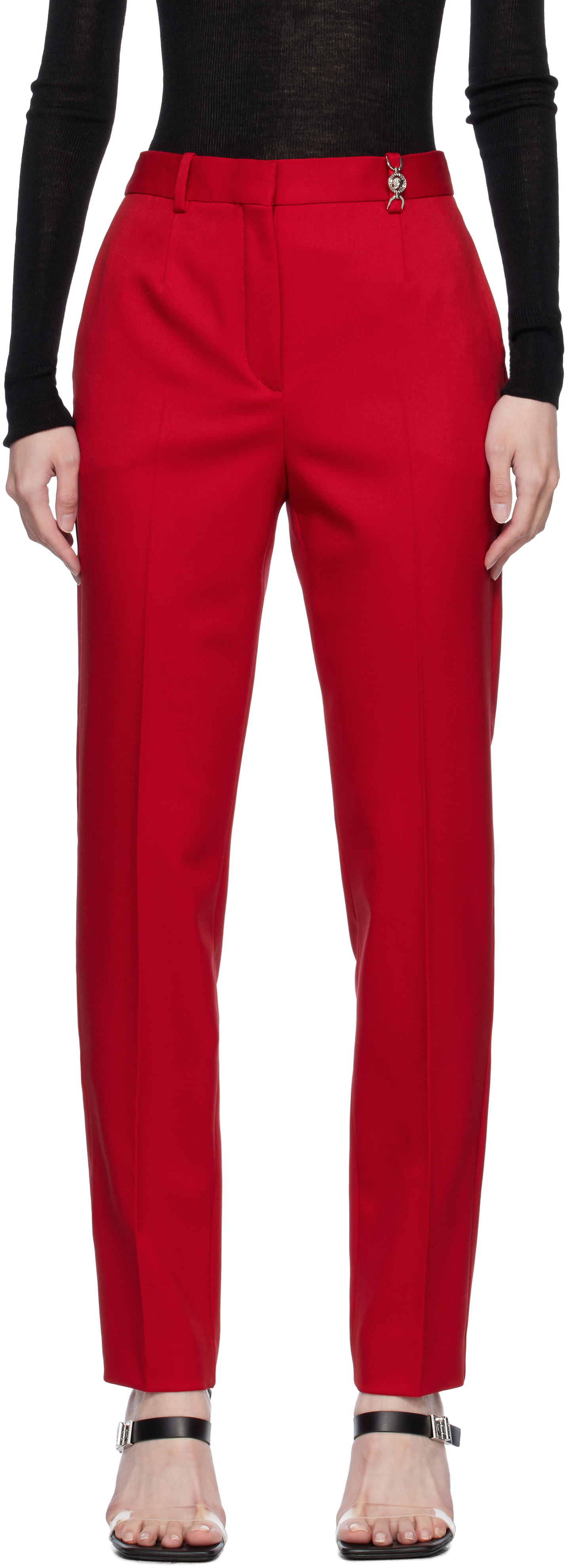 Red Responsible Stretch Wool Trousers