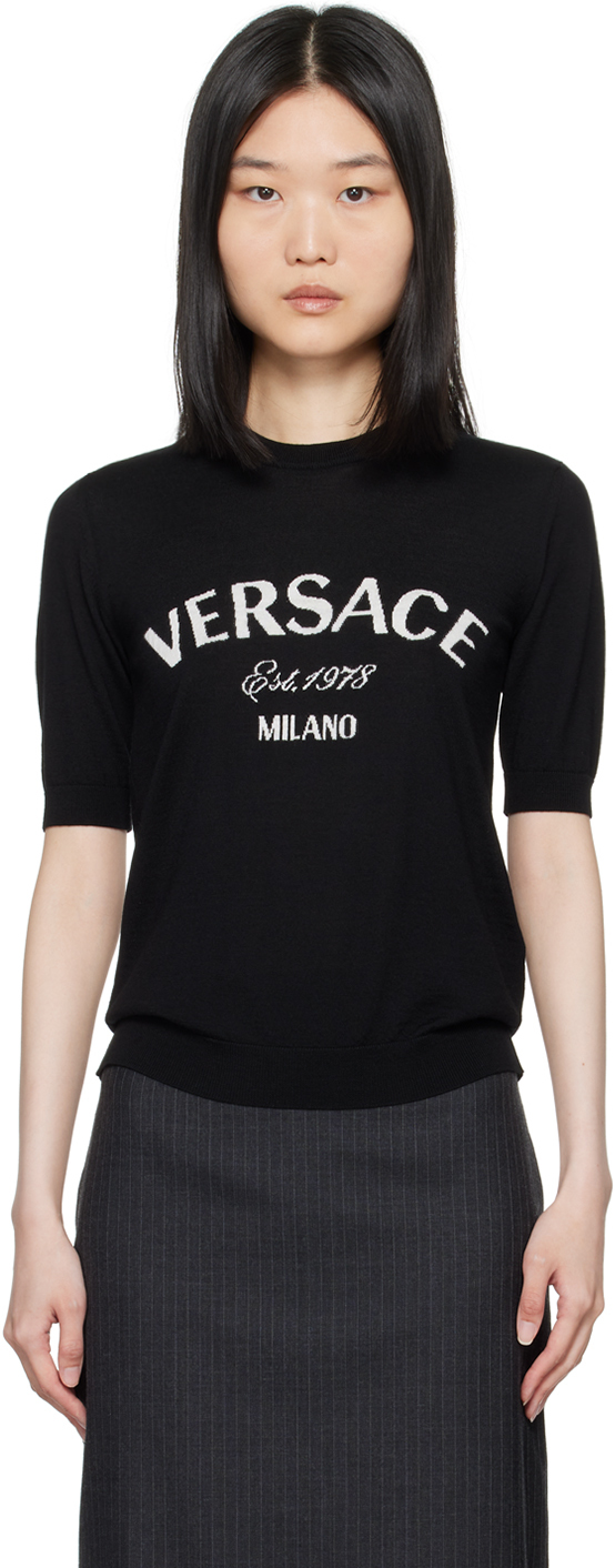 Shop Versace Black College Sweater In 1b000 Black