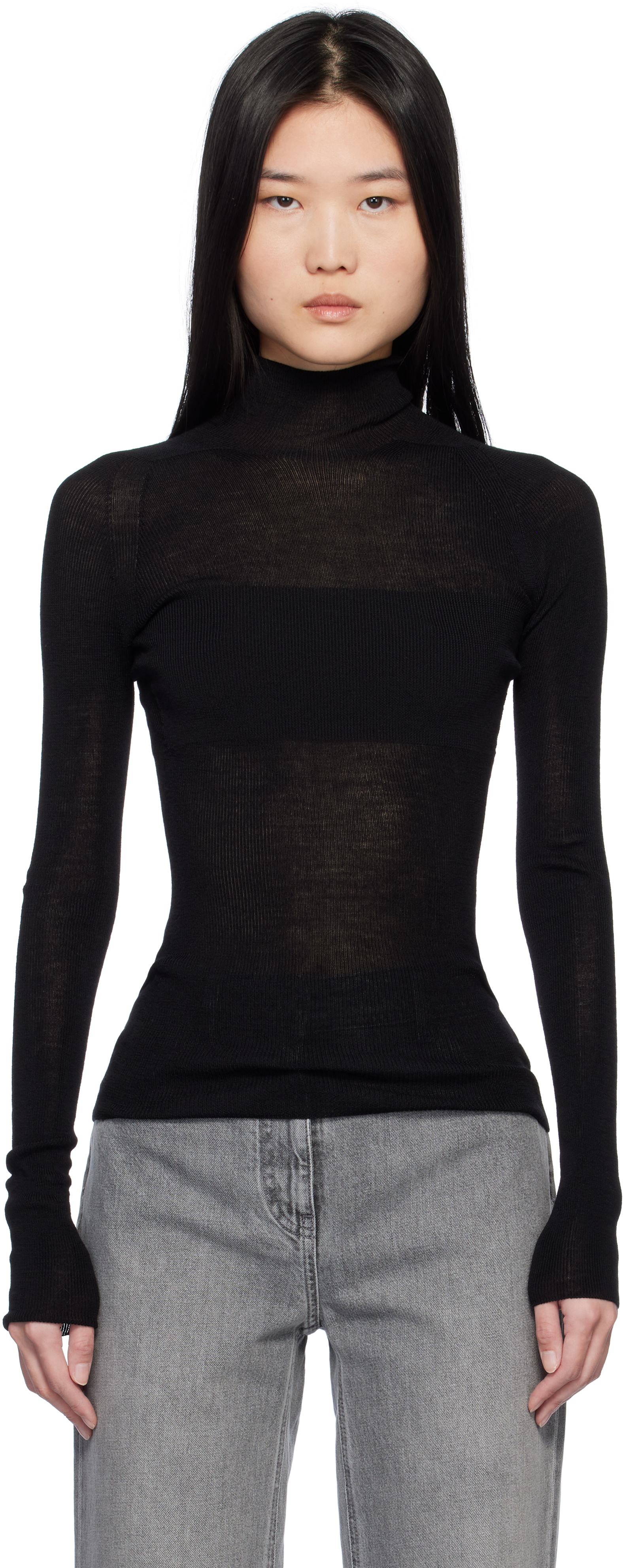 Black Knit Merinos Turtleneck