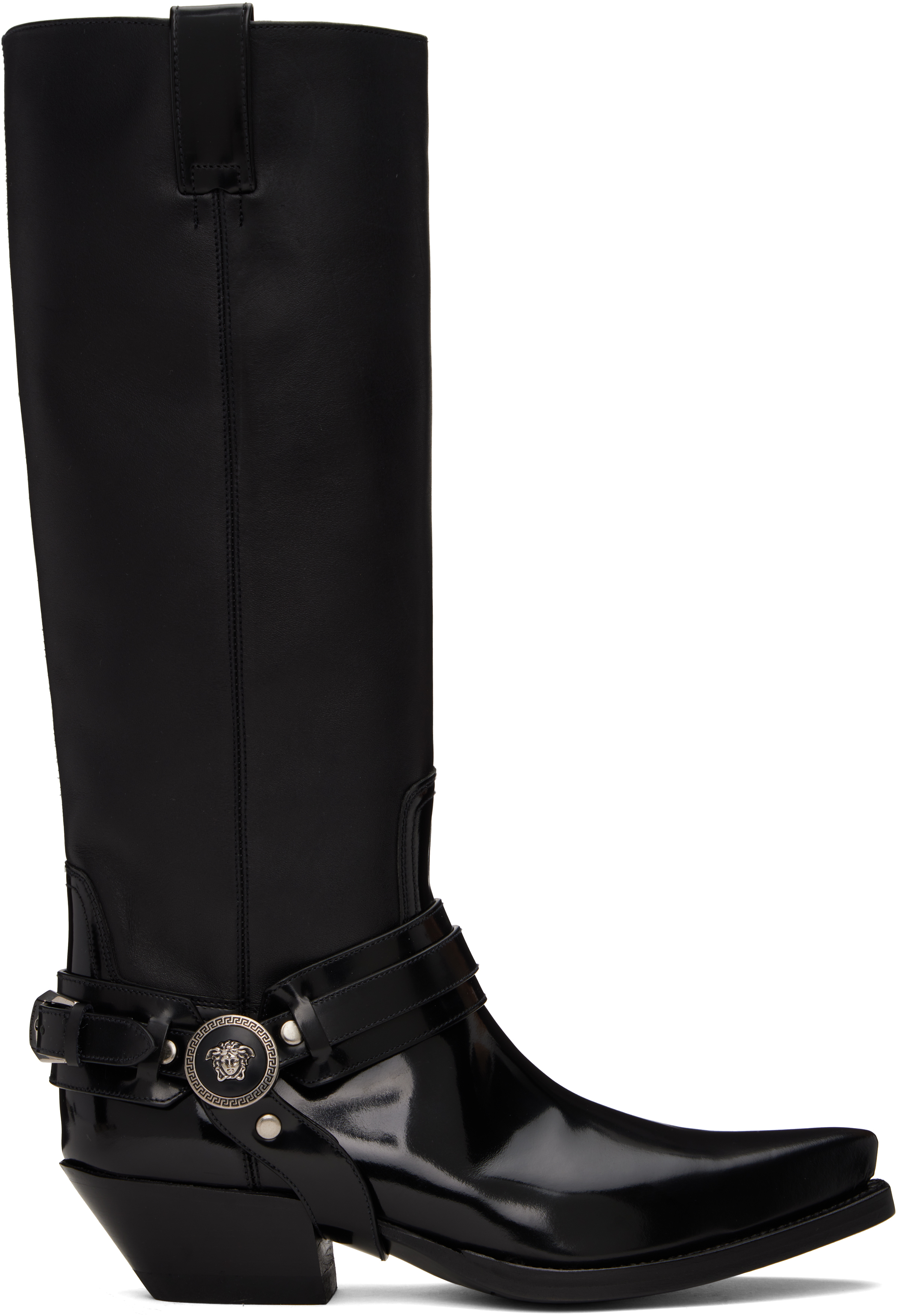 Black Texano Knee-High Tall Boots