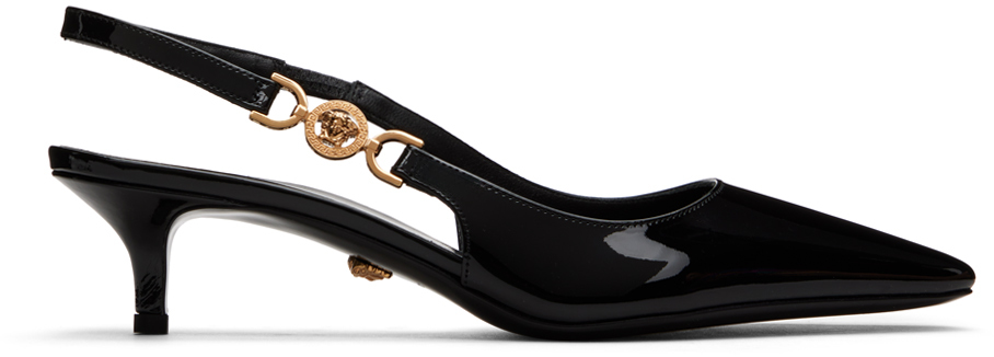 Shop Versace Black Medusa '95 Slingback Heels In 1b00v-black-gold