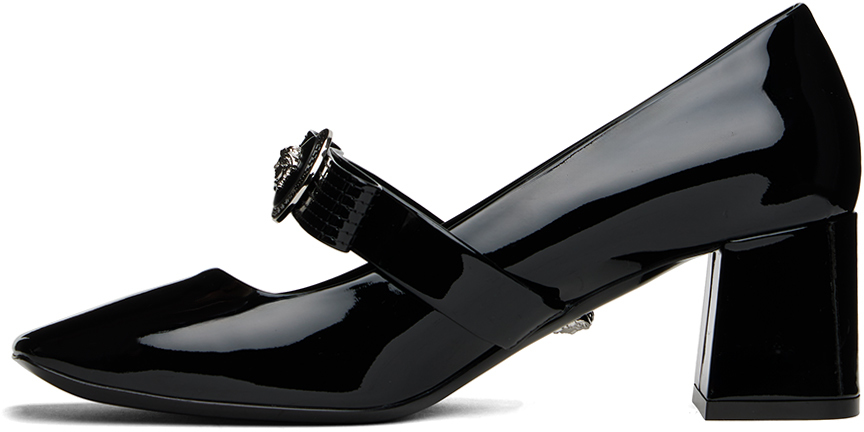 Versace Black Gianni Ribbon Block Heels In 1b00p-black-palladiu
