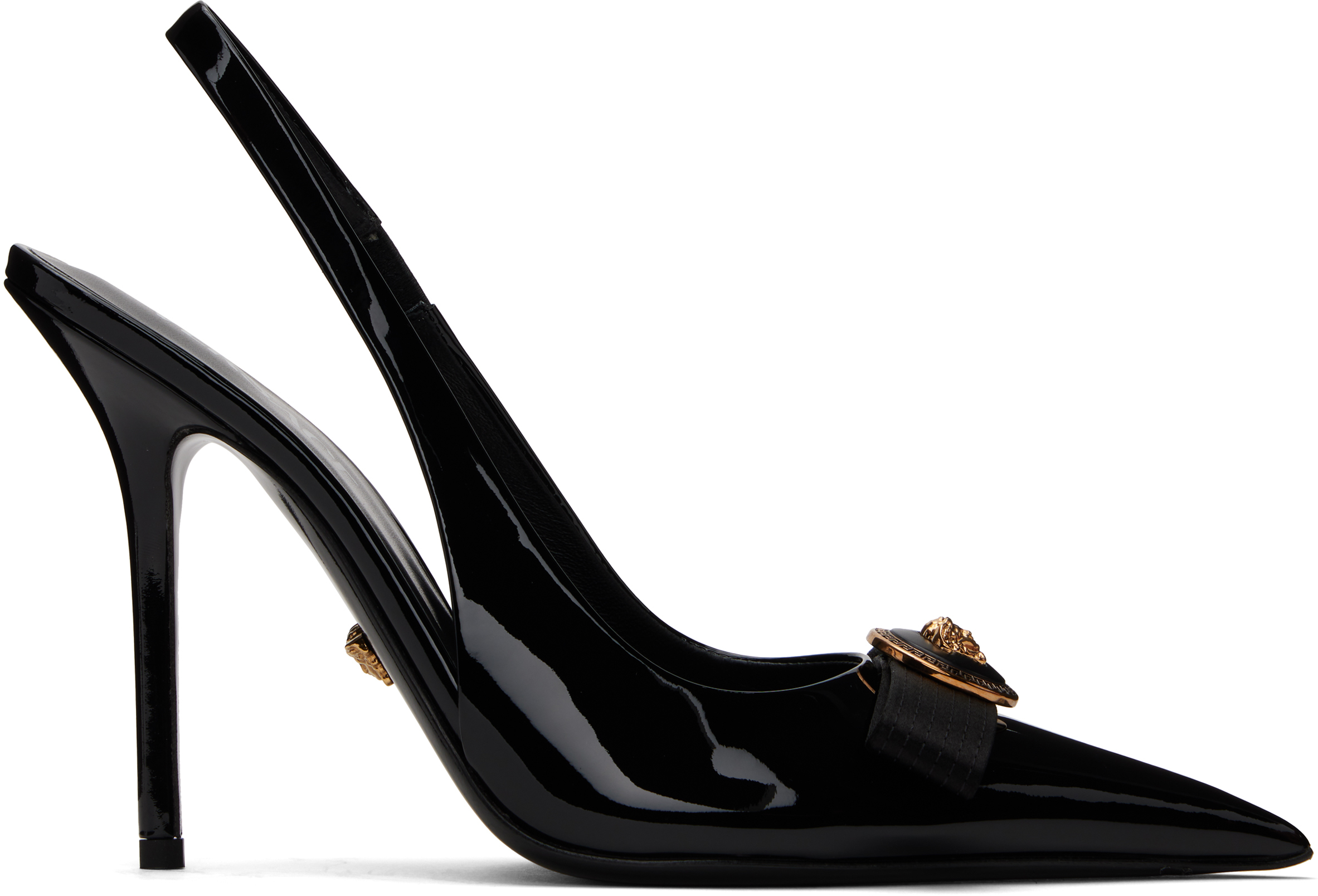 Black Gianni Ribbon Slingback 110mm Heels