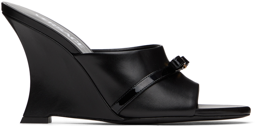 Black Gianni Ribbon Wedge Mules