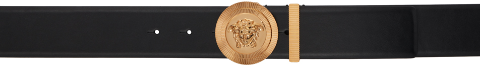 Shop Versace Black Medusa Biggie Leather Belt In 1b00v-black-