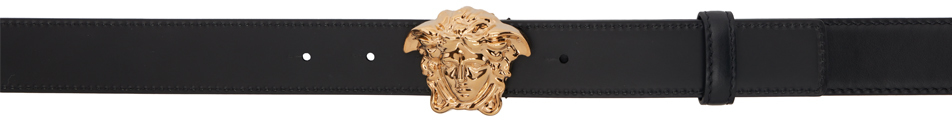 Shop Versace Black 'la Medusa' Leather Belt In Kvo41-black-