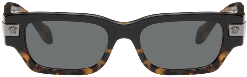 Black & Brown Rectangular Sunglasses