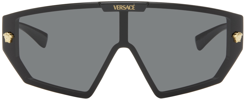 Shop Versace Black Medusa Horizon Sunglasses In Gb1/87