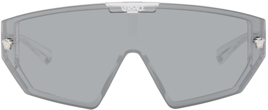 Versace Transparent Medusa Horizon Sunglasses In White