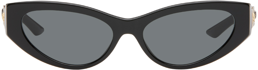 Black Greca Strass Cat-Eye Sunglasses