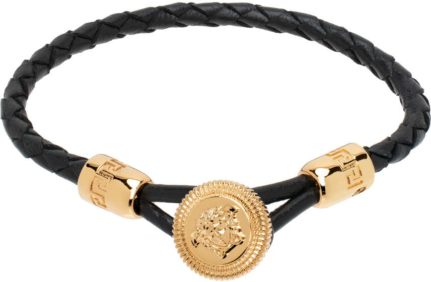 Black Medusa Biggie Braided Leather Bracelet