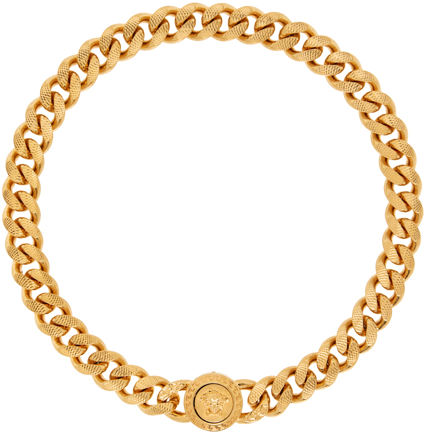 Shop Versace Gold Medusa Chain Necklace In Kot-tribute Gold