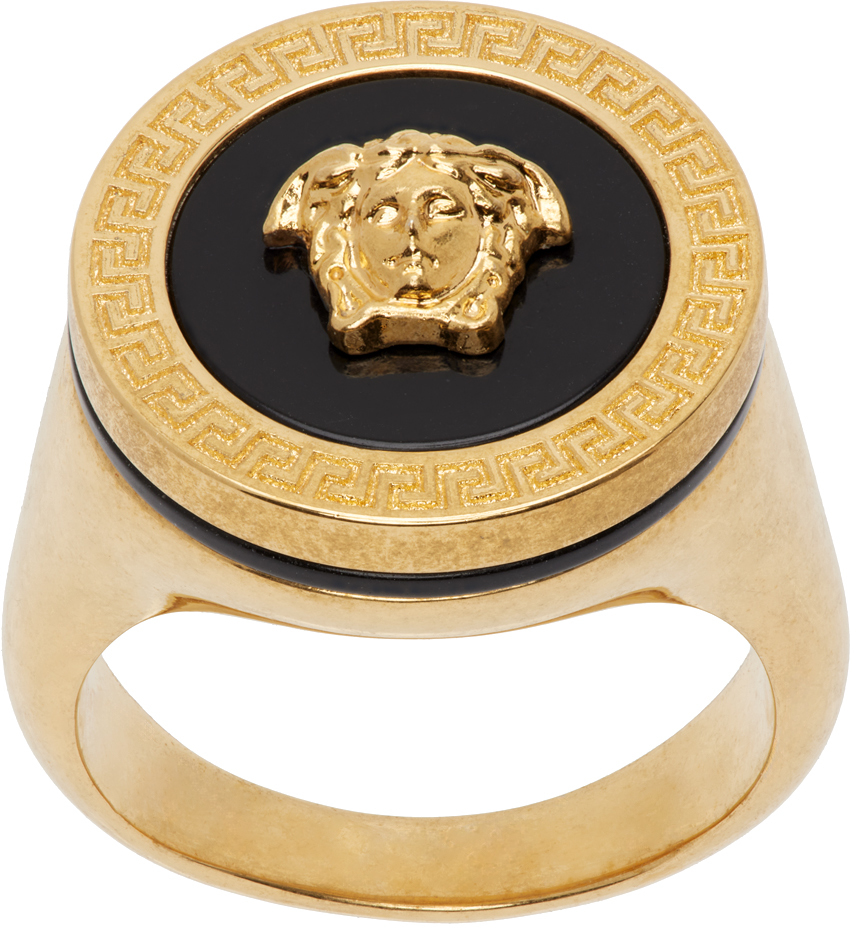 VERSACE GOLD ENAMEL MEDUSA RING 