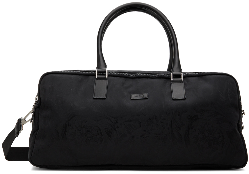 Shop Versace Black Nylon Barocco Duffle Bag In 1b00e-black-rutheni