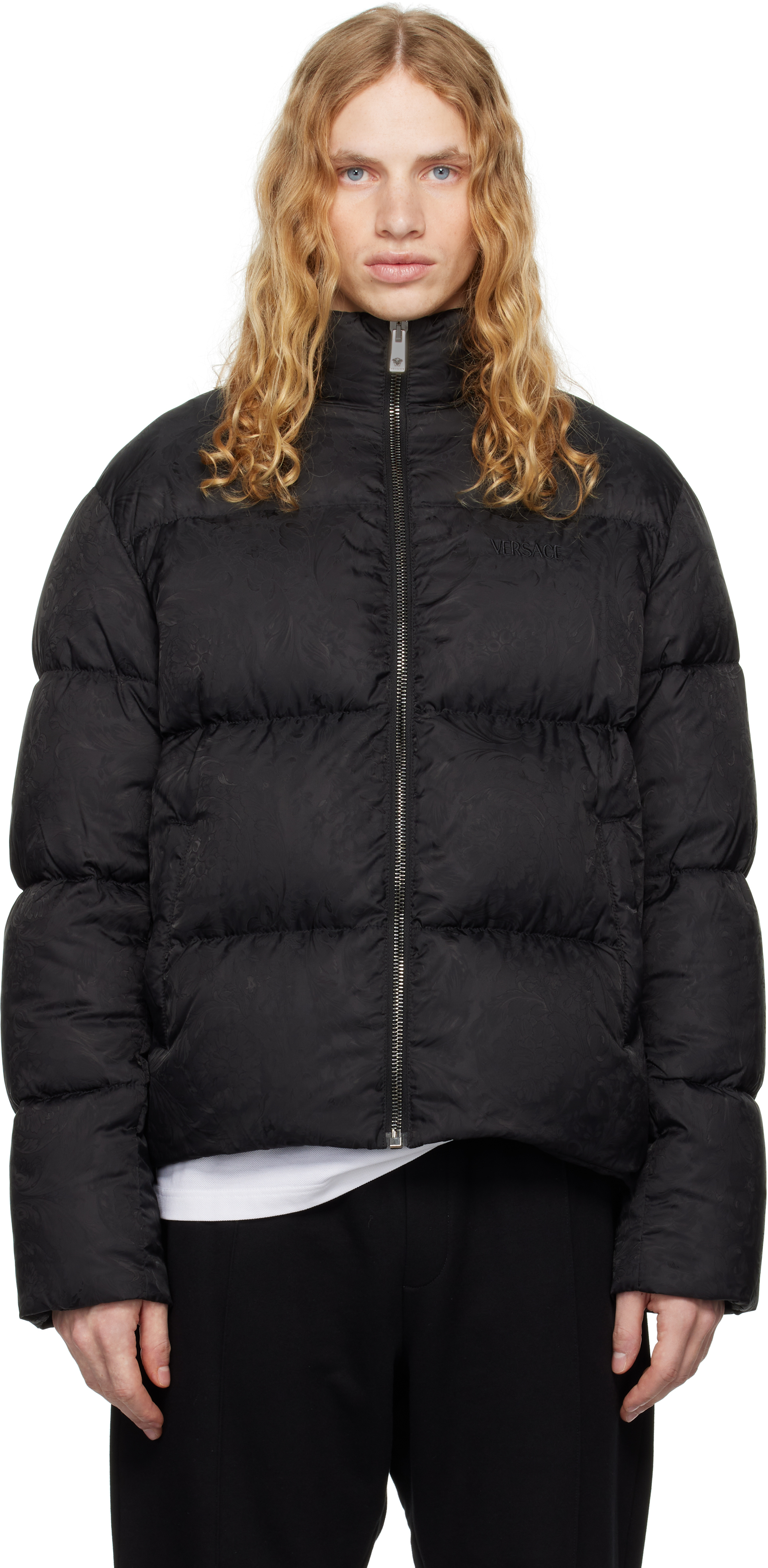 Versace★素敵!Medusa Barocco Puffer Black Jacket Black Barocco Light Puffer Down Jacket by Versace on Sale