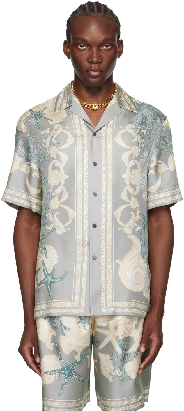 Shop Versace Gray Barocco Sea Shirt In 5e360-cocrete+dusty