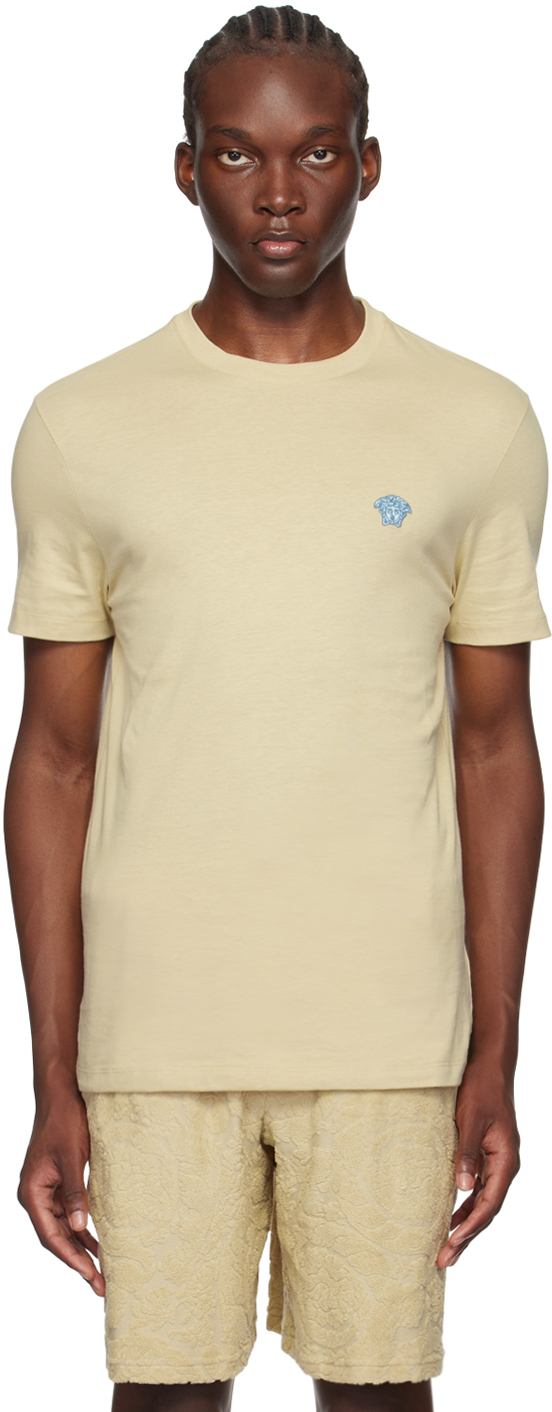 Shop Versace Beige Medusa T-shirt In 1kf90-mastic