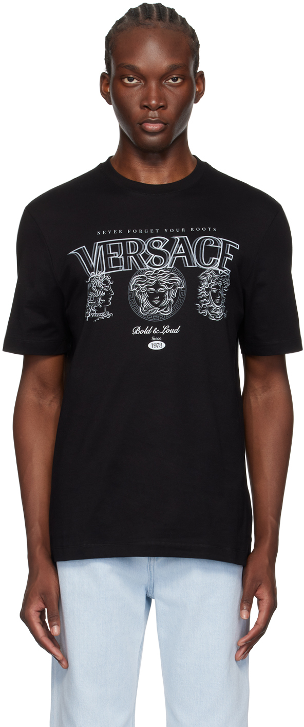 Shop Versace Black 'the Evolution Of Medusa' T-shirt In 2b510-black+print