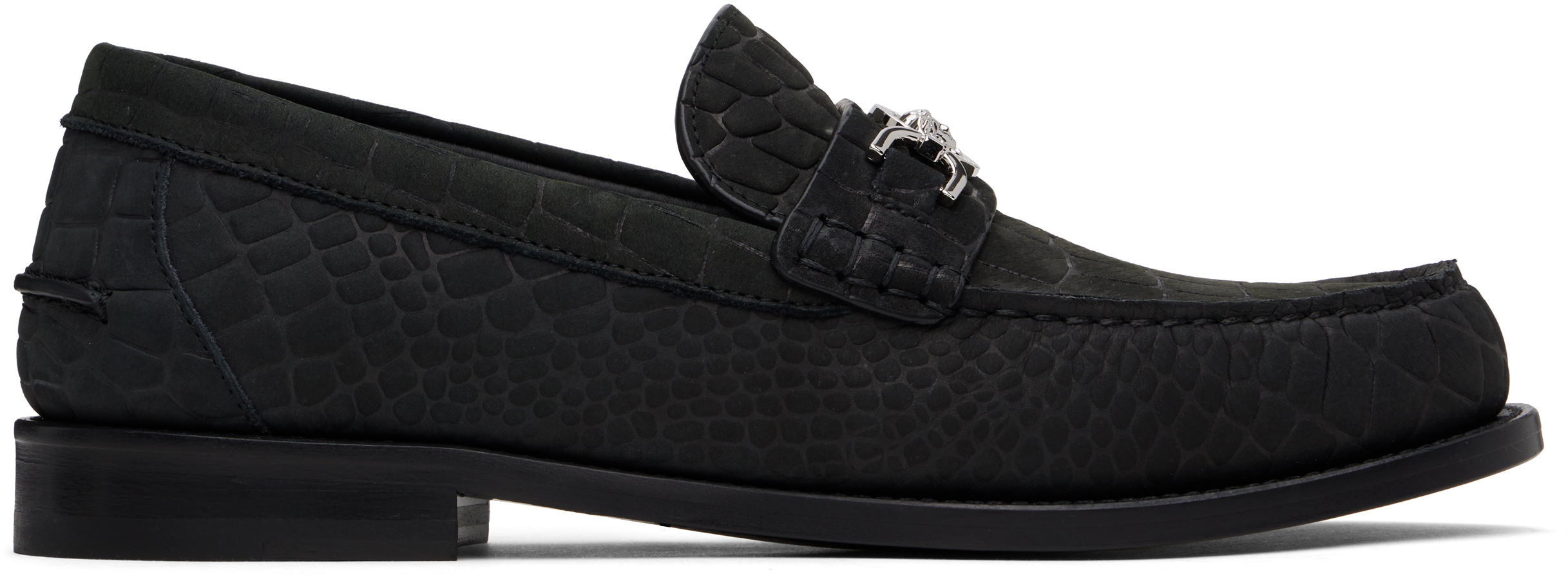 Black Croc-Effect Medusa '95 Suede Loafers