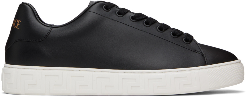 Shop Versace Black Greca Sneakers In 1b000-black