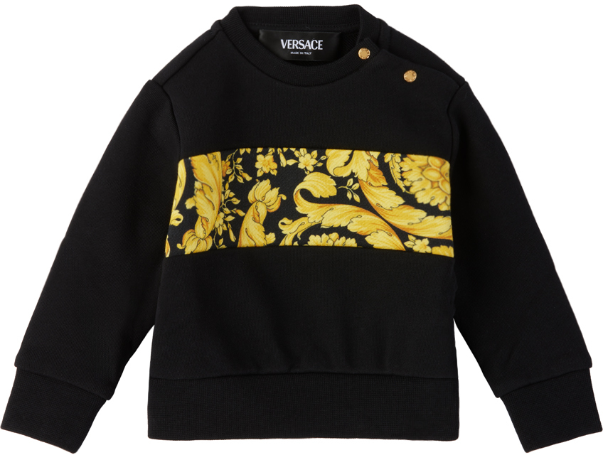 Shop Versace Baby Black Barocco Sweatshirt In 2b130-black+gold