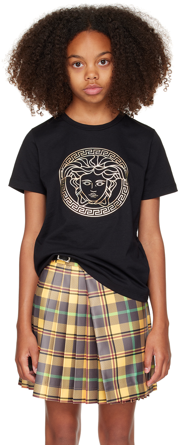 Shop Versace Kids Black Medusa T-shirt In 2b130-black+gold