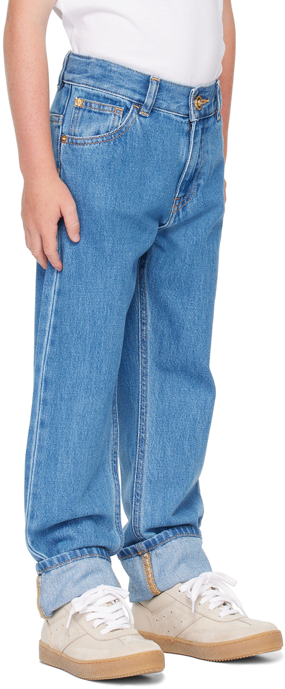 Versace Kids Blue Five-pocket Jeans In 1d030-medium Blue