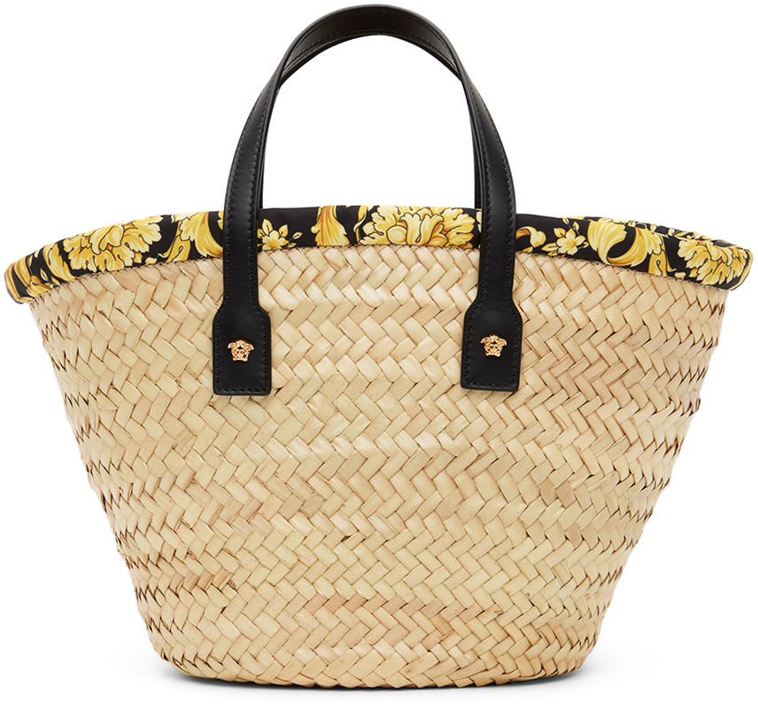 Kids Beige Barocco Straw Bag by Versace | SSENSE