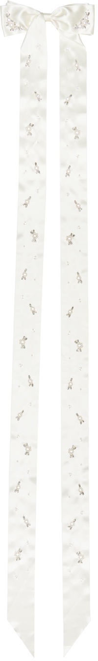 Shop Simone Rocha Ssense Exclusive White Extra Long Turbo Embellished Bow Hair Clip In Cream/pearl/clear