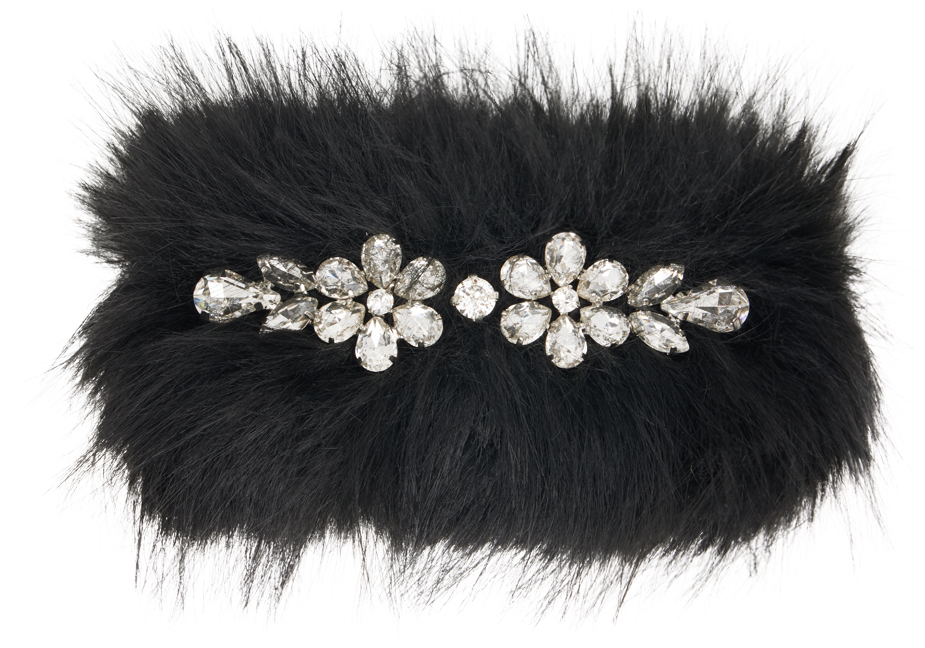 Brown Furry Crystal Hair Clip