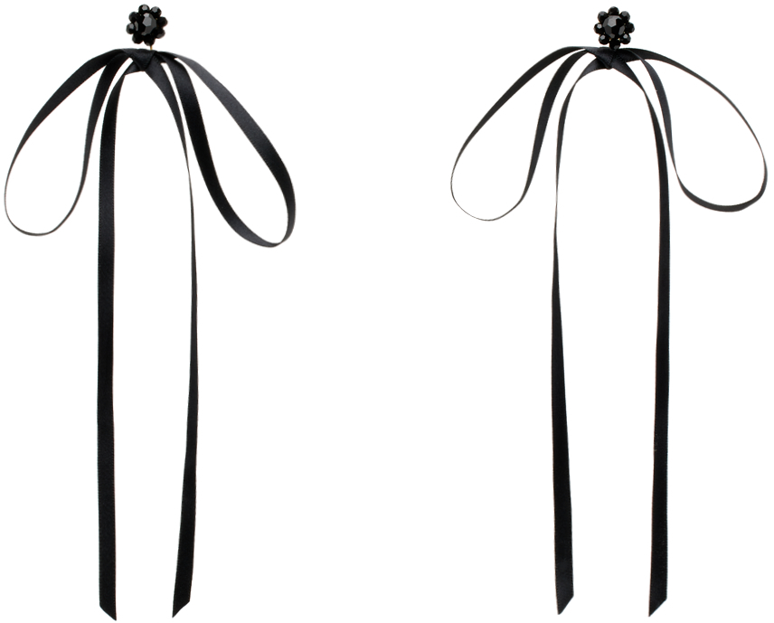 Black Bow Ribbon Stud Earrings