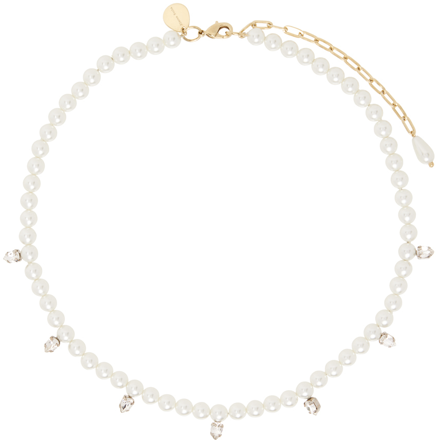 SIMONE ROCHA WHITE PEARL & CRYSTAL DAGGER CHOKER NECKLACE 