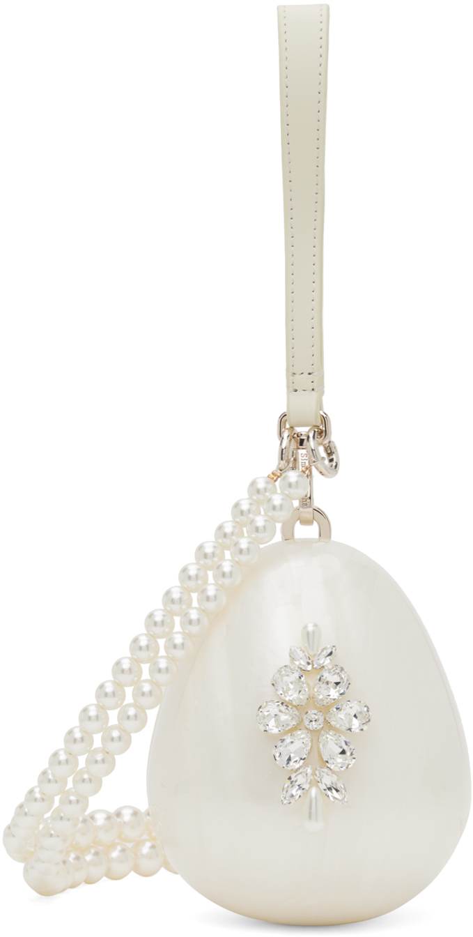 Off-White Embellished Micro Pearl Egg Bag