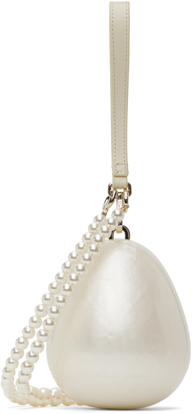 Shop Simone Rocha オフホワイト マイクロ Egg バッグ In Pearl/pearl