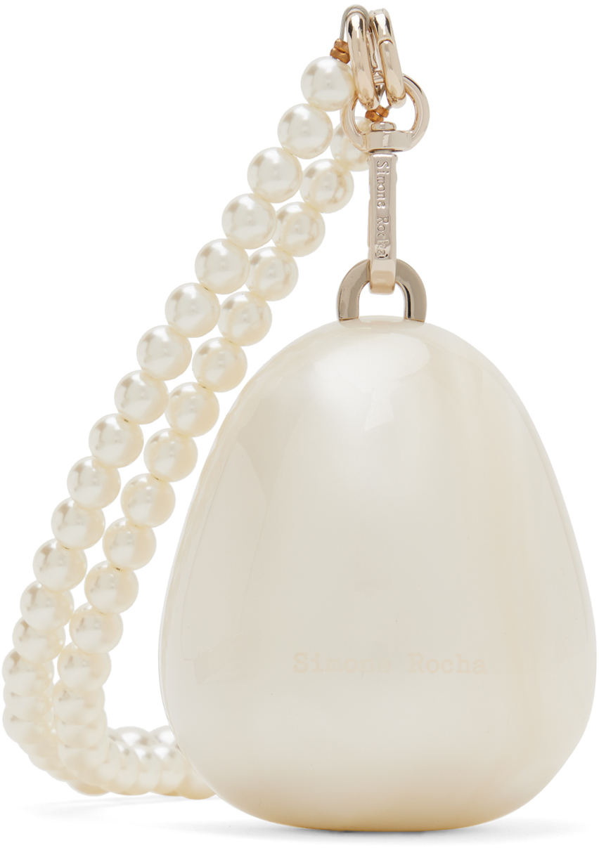 Simone Rocha Nano Egg Pearl-embellished Clutch In Pearl/pearl