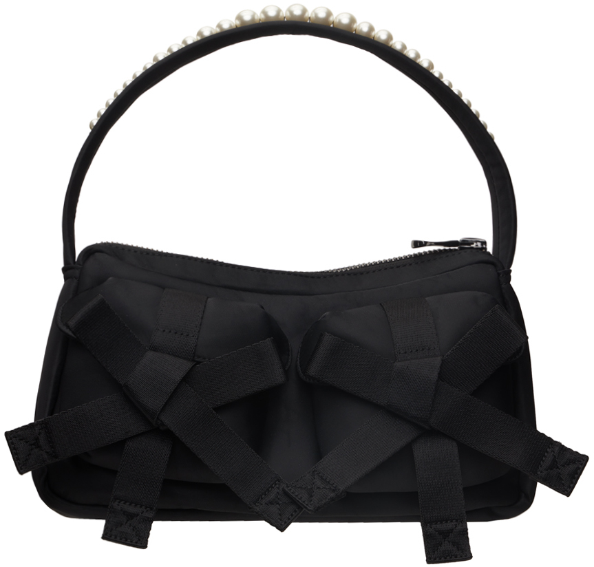 Shop Simone Rocha ブラック Utility Bow Pocket ポシェット バッグ In Black/pearl