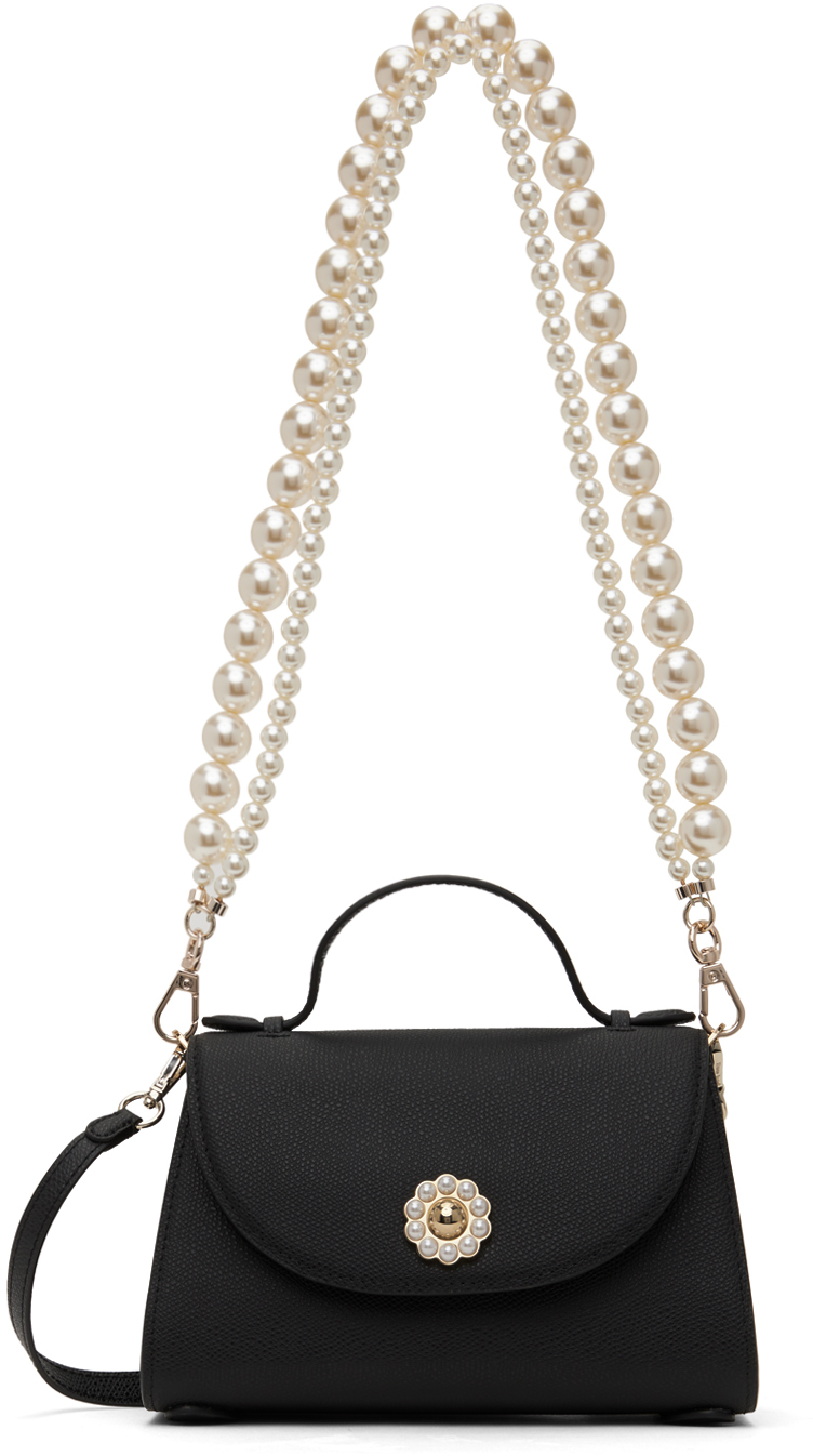 Shop Simone Rocha Black Valentine Bag In Black/pearl