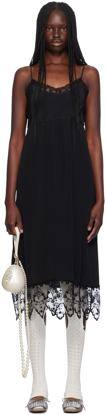 Simone Rocha Black Deep Lace Trim Slip Dress